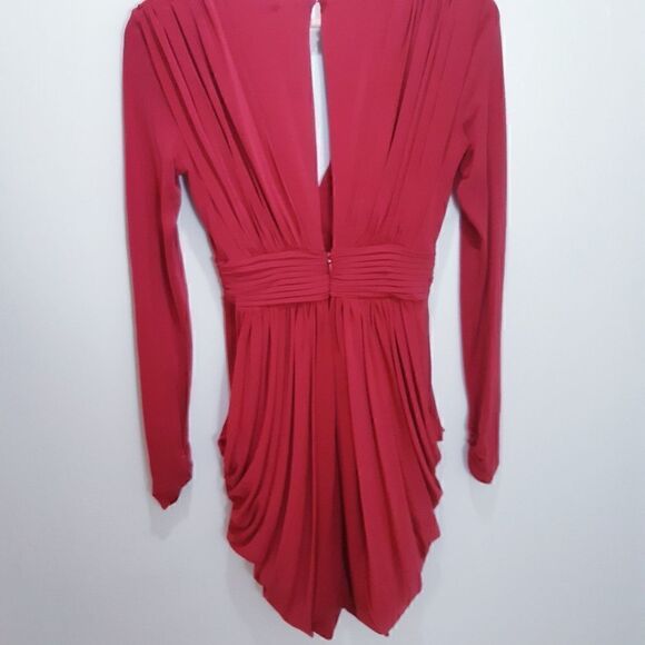 NWOT BCBGMaxAzria Raspberry Ruched Lark Dress - Picture 7 of 16